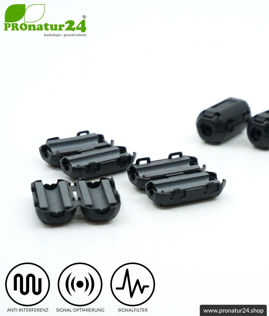 GRATIS Ferritkern Filter gegen Elektrosmog im Headsetkabel, klickbar, für Kabel bis zu 5 mm Durchmesser - 1x FERRITKERN GESCHENK!