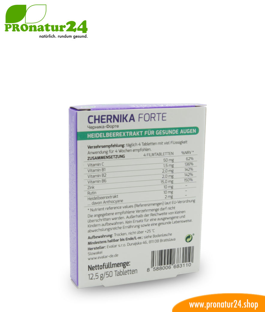 CHERNIKA FORTE (Черника Форте). Glutenfrei, ohne Gentechnik, GMP.