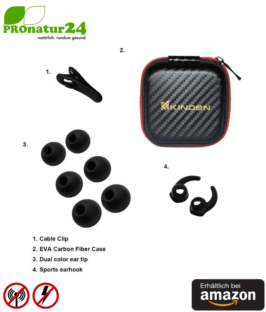 KINDEN Luftkabel Anti Strahlung Headset mit Mikrofon. In-Ear-Headset AirTube gegen EMF für Apple iPhone, iPad, iPod, Samsung, Galaxy, HTC, Sony, Mp3 Player. Erhältlich bei Amazon.