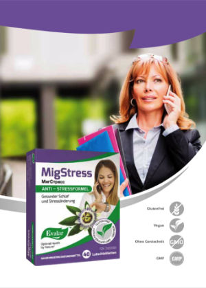 MIGSTRESS™ VON EVALAR (МигCтресс). Glutenfrei, vegan, ohne Gentechnik, GMP.