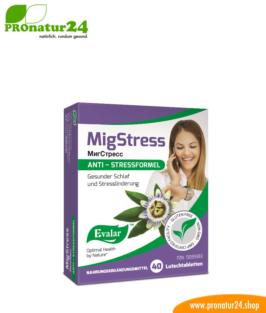 MIGSTRESS (МигCтресс). Glutenfrei, vegan, ohne Gentechnik, GMP.