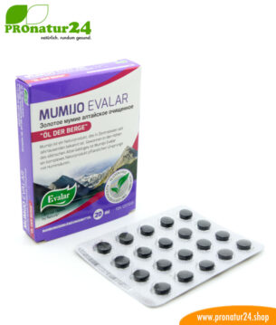 MUMIJO EVALAR (Золотое мумие алтайское очищенное). Glutenfrei, vegan, ohne Gentechnik, GMP.