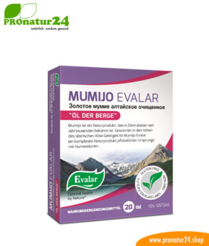 MUMIJO EVALAR (Золотое мумие алтайское очищенное). Glutenfrei, vegan, ohne Gentechnik, GMP.