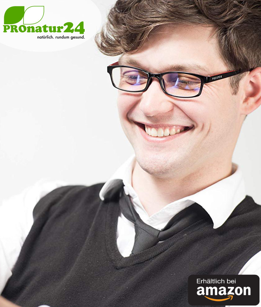 PROSPEK Blaulichtfilter Brille mit Blendschutz. Professionelle hochwertige PC Brille fürs Arbeiten und Spielen am Computer. Schützt vor schädlichem blauhaltigen Licht!