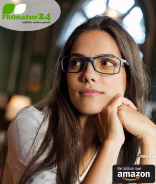 PROSPEK Blaulichtfilter Brille DYNAMIC mit Blendschutz. Professionelle hochwertige PC Brille mit großem Rahmen fürs Arbeiten und Spielen am Computer. Schützt Ihre Augen vor blauem Licht! Erhältlich bei Amazon.