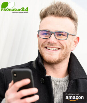 PROSPEK Blaulichtfilter Brille DYNAMIC mit Blendschutz. Professionelle hochwertige PC Brille mit großem Rahmen fürs Arbeiten und Spielen am Computer. Schützt Ihre Augen vor blauem Licht! Erhältlich bei Amazon.