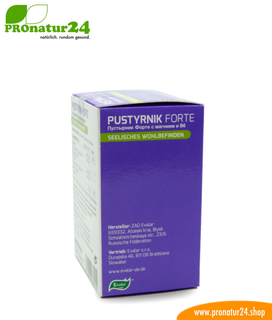 PUSTYRNIK FORTE VON EVALAR (Пустырник Форте с магнием и В6). Glutenfrei, vegan, ohne Gentechnik, GMP.