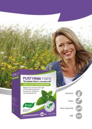 PUSTYRNIK FORTE VON EVALAR (Пустырник Форте с магнием и В6). Glutenfrei, vegan, ohne Gentechnik, GMP.
