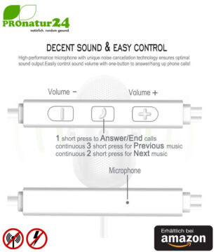 Tuisy AirTube Anti Elektrosmog Stereo Headset mit Mikrofon. Durchdachter, patentierter Luftkabel Kopfhörer mit Lautstärkeregelung für Smartphones.