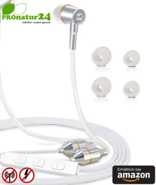 Tuisy AirTube Anti Elektrosmog Stereo Headset mit Mikrofon. Durchdachter, patentierter Luftkabel Kopfhörer mit Lautstärkeregelung für Smartphones.