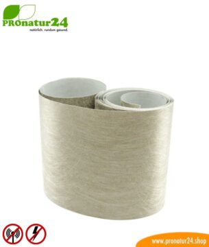 Selbstklebendes Abschirmvlies EB3 mit leitfähigem Kleber für auf Abschirmfarben und Abschirmgewebe. Breite 10 cm. HF und NF.