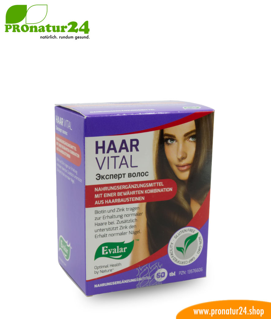 HAAR VITAL VON EVALAR (Эксперт волос). Glutenfrei, vegan, ohne Gentechnik, GMP.