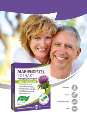 MARIENDISTEL EXTRAKT VON EVALAR (Расторопши экстракт). Glutenfrei, vegan, ohne Gentechnik, GMP.