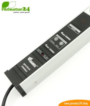 Geschirmte PC Steckdosenleiste SCHWEIZ mit Vollschutz-Filtersystem, 6-fach (4+2) - filtert auch HF bis 80 MHz (PLC Powerline)