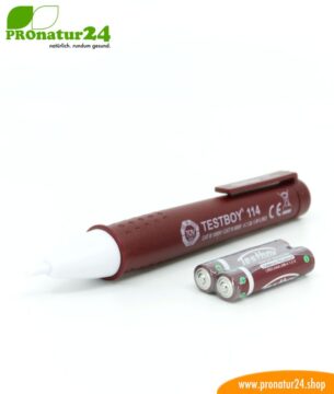 TESTBOY 114. Berührungsloser Spannungstester zur Erkennung von Unterbrüchen im Elektrokabel. Auch geeignet für Niedervolttechnik ab 12 Volt AC.