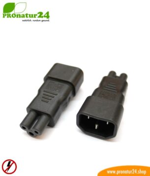 Adapter C13 Kaltgerätekabel auf dreipolig C5 (Laptop Klasse)