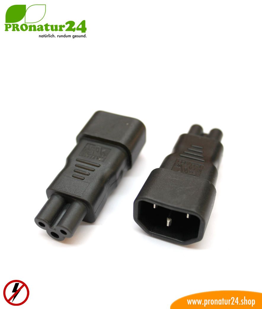 Adapter C13 Kaltgerätekabel auf dreipolig C5 (Laptop Klasse)