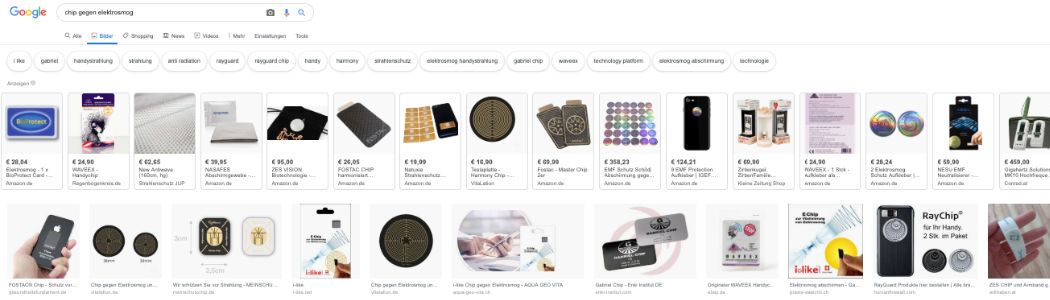 Extrem breites Angebot an harmonisierenden Chips gegen Elektrosmog auf google. ... wenns doch nur immer so einfach wäre ...!