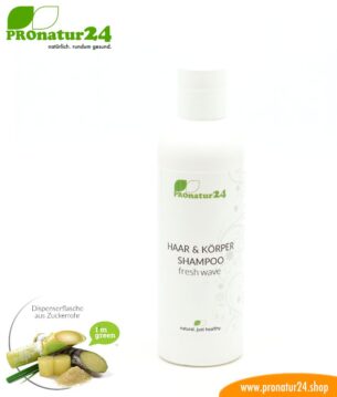 SHAMPOO fresh wave. Haar & Körper kühlendes Sommer Shampoo mit Grapefruit, Limette, uvm.. Duschen neu definiert inkl. nachhaltiger Verpackung.
