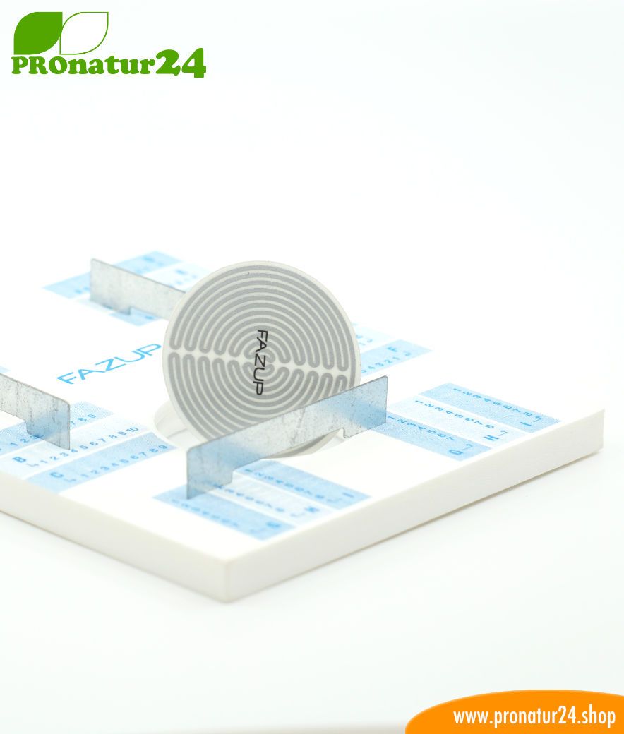 FAZUP silver. Passive Antenne zur Reduktion vor Mobilfunkstrahlung! Innovativer Schutz vor Elektrosmog von iPhone, Samung, Huawei. Aufzukleben wie ein Chip zu Harmonisierung.