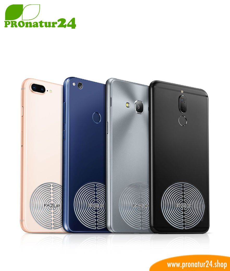 FAZUP Familie silver. Passive Antenne zur Reduktion vor Mobilfunkstrahlung! Innovativer Schutz vor Elektrosmog von iPhone, Samung, Huawei. Aufzukleben wie ein Chip zu Harmonisierung.