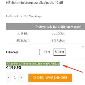 Information zum Punktewert des Produktes