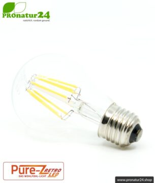 LED Leuchtmittel Filament Pure-Z-Retro BIO LICHT, klar, E27, 8,2 Watt, 970 Lumen, warmweiß (2700 K). Feedbild.