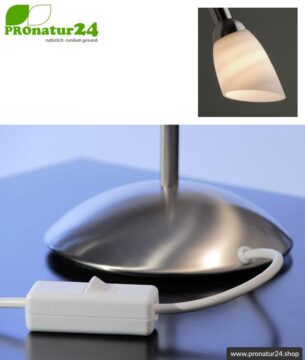 Geschirmte Lichtdusche als Tischleuchte, E14 Fassung, 40 Watt