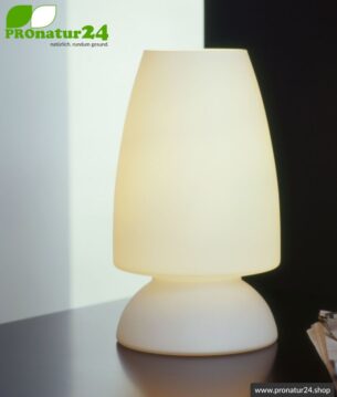 Geschirmte Glasleuchte in elegantem Stil, vollständig aus mundgeblasenem Opalglas, 27 cm Höhe, E27 Fassung, 60 Watt