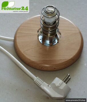 Geschirmter Lampensockel zum Nachrüsten von zB. Salzkristall-Leuchten oder selbst designte Lampenschirme. E14 Fassung, 15 Watt.