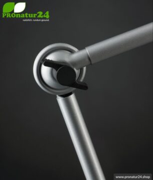 Geschirmte Lampe für Schreibtisch und Arbeitsplatz. Ideale Werkleuchte. 48 Watt. E27. Alu Silber Design. Wähle die Halterung!