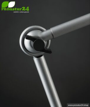 Geschirmte Lampe für Schreibtisch und Arbeitsplatz. Ideale Werkleuchte. 48 Watt. E27. Alu Silber Design. Wähle die Halterung!