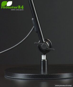 Geschirmte Leuchte für Schreibtisch und Arbeitsplatz. Ideale Werklampe. 48 Watt. E27. Schwarz Design. Wähle die Halterung!