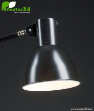 Geschirmte Leuchte für Schreibtisch und Arbeitsplatz. Ideale Werklampe. 48 Watt. E27. Schwarz Design. Wähle die Halterung!