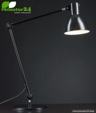 Geschirmte Leuchte für Schreibtisch und Arbeitsplatz. Ideale Werklampe. 48 Watt. E27. Schwarz Design. Wähle die Halterung!