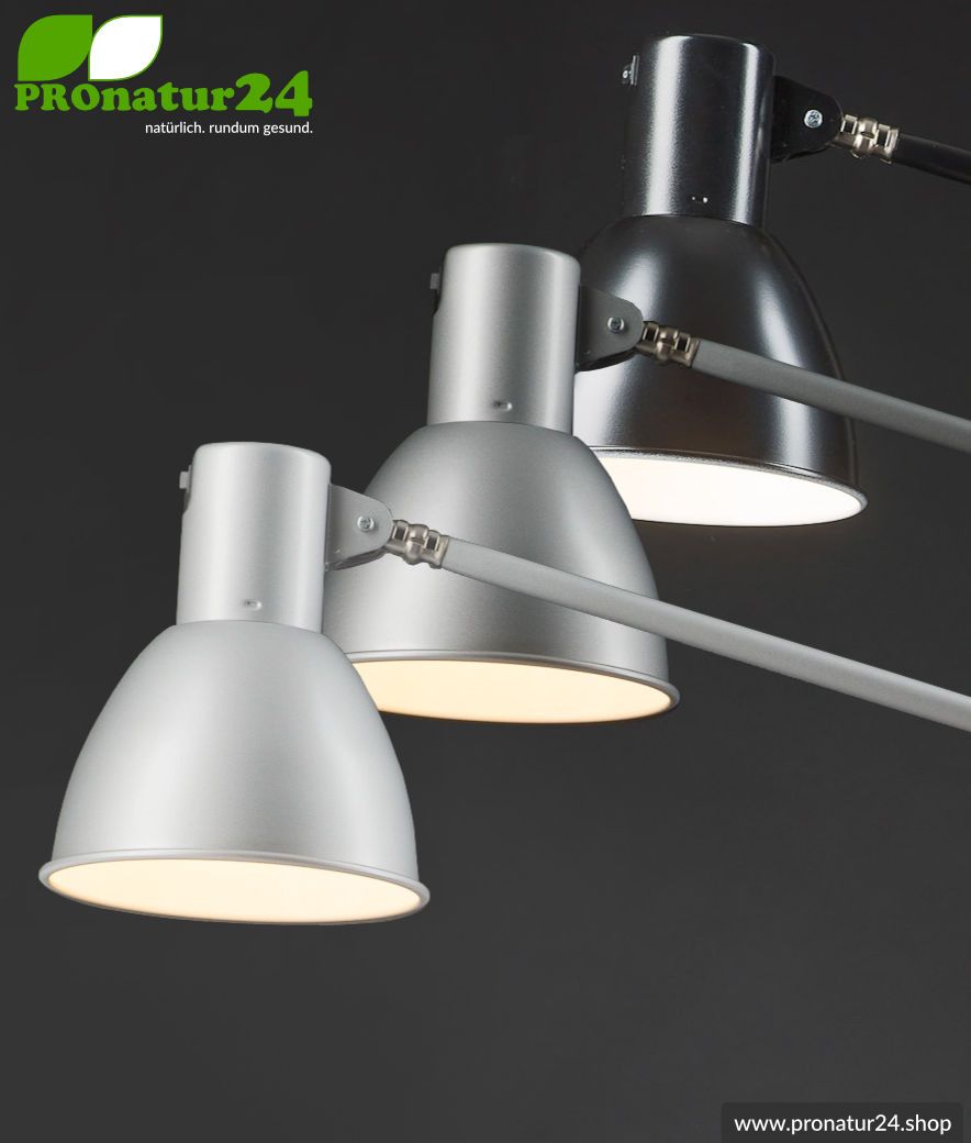 Geschirmte Leuchte für Schreibtisch und Arbeitsplatz. Ideale Werklampe. 48 Watt. E27. In weisser Ausführung.