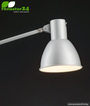 Geschirmte Leuchte für Schreibtisch und Arbeitsplatz. Ideale Werklampe. 48 Watt. E27. In weisser Ausführung.