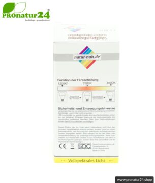 LED Lampe Vollspektrum DuoLight. Natur-nah flimmerfreies Licht mit 12 Watt (wie 100 Watt). 5200 K, 4000 K + 2900 K. 1000 Lumen. E27.