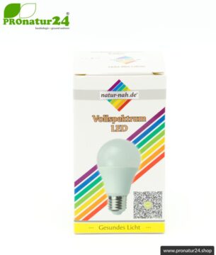 LED Vollspektrum Tageslichtlampe. Natur-nah flimmerfreies Licht mit 8 Watt (heller als 60 Watt). 5200 Kelvin. 560 Lumen. E27.