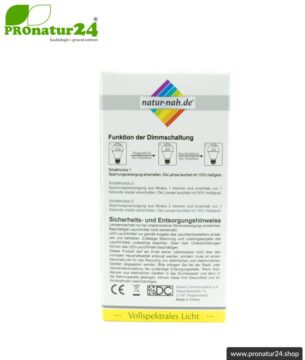LED Vollspektrum Tageslichtlampe 3step. Natur-nah flimmerfreies Licht mit 12 Watt. Dimmbar ohne Dimmer: Hell wie 100 W, 50 W oder 15 Watt. 5200 Kelvin. E27.