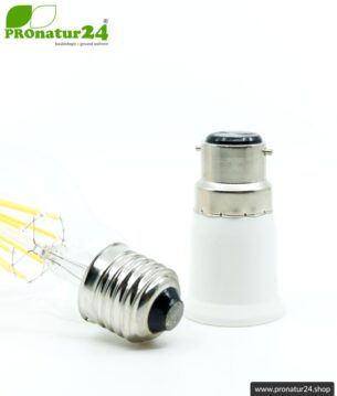 Universaler Adapter E27 Sockel (Schraubengewinde) auf B22 Fassung