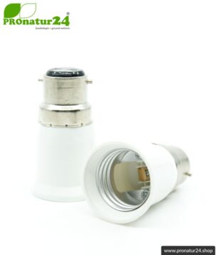 Universaler Adapter E27 Sockel (Schraubengewinde) auf B22 Fassung