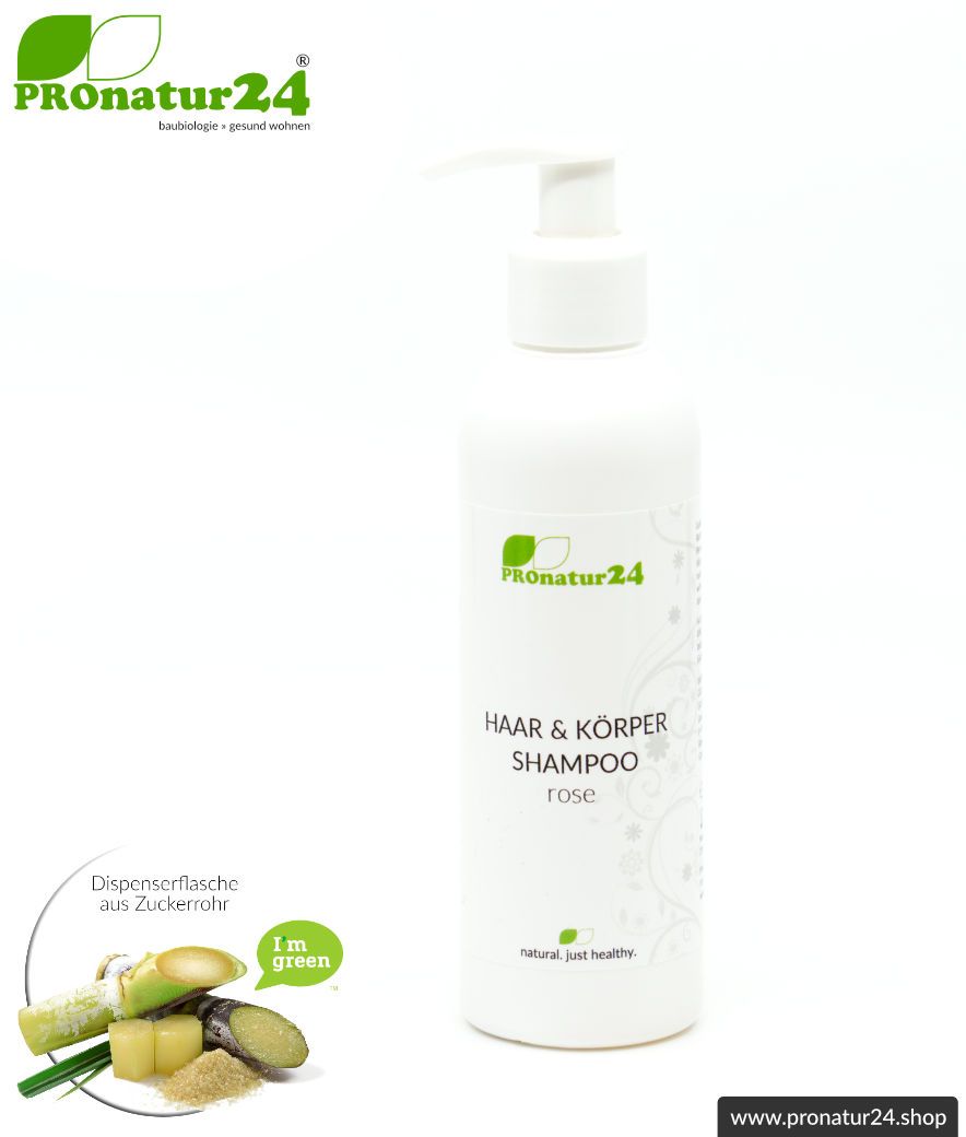 SHAMPOO rose. "Nackt sein" genießen mit allen Sinnen! Haar & Körper Shampoo mit edlem ätherischen Rosenöl. Liebkosendes duschen & baden neu definiert + einem Herz für die Natur. 200 ml Füllmenge.
