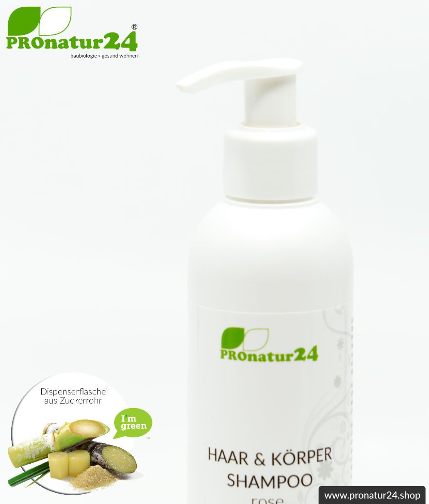 SHAMPOO rose. "Nackt sein" genießen mit allen Sinnen! Haar & Körper Shampoo mit edlem ätherischen Rosenöl. Liebkosendes duschen & baden neu definiert + einem Herz für die Natur. 200 ml Füllmenge.