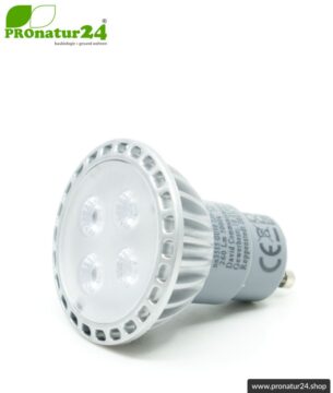 5 Watt LED Vollspektrum Spot. Natur-nah flimmerfreies Licht. Hell wie 35 Watt! 5200 Kelvin. 310 Lumen. GU10 (MR16) Sockel. Dimmbar.