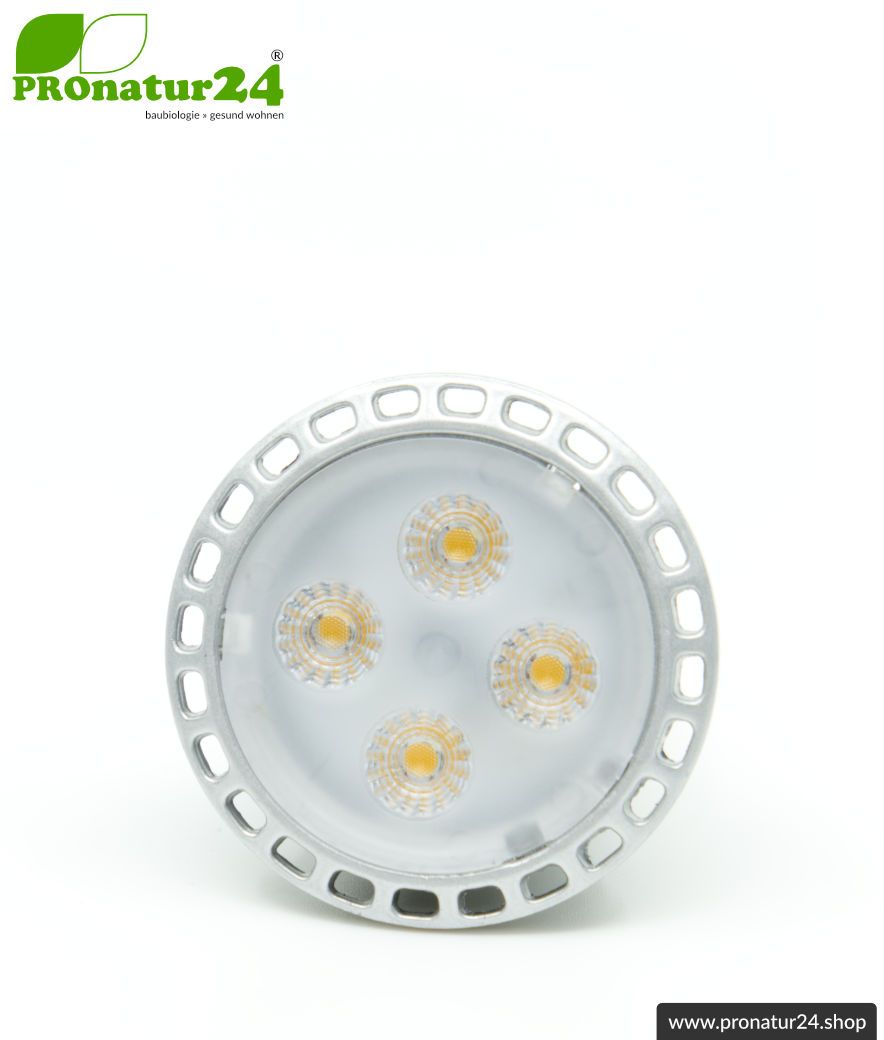 5 Watt LED Vollspektrum Spot. Natur-nah flimmerfreies Licht. Hell wie 35 Watt! 5200 Kelvin. 310 Lumen. GU10 (MR16) Sockel. Dimmbar.