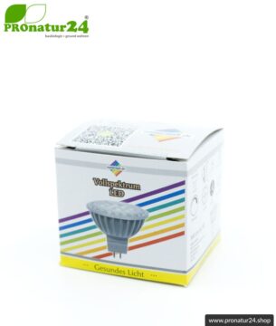 6 Watt LED Vollspektrum Spot. Natur-nah flimmerfreies Licht. Hell wie 35 Watt! 5200 Kelvin. 450 Lumen. GU5.3 (MR16) Sockel.