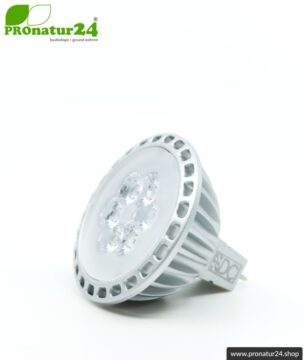 6 Watt LED Vollspektrum Spot. Natur-nah flimmerfreies Licht. Hell wie 35 Watt! 5200 Kelvin. 450 Lumen. GU5.3 (MR16) Sockel.
