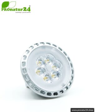 6 Watt LED Vollspektrum Spot. Natur-nah flimmerfreies Licht. Hell wie 35 Watt! 5200 Kelvin. 450 Lumen. GU5.3 (MR16) Sockel.