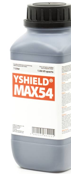 Abschirmfarbe MAX54 | HF Abschirmung bis zu 84 dB. Entwickelt für maximale Schirmdämpfung gegen Elektrosmog durch 5G oder WIFI 6. | Erdung notwendig. Abschirmfarbe MAX54 | HF Abschirmung bis zu 84 dB. Entwickelt für maximale Schirmdämpfung gegen Elektrosmog durch 5G oder WIFI 6. | Erdung notwendig.